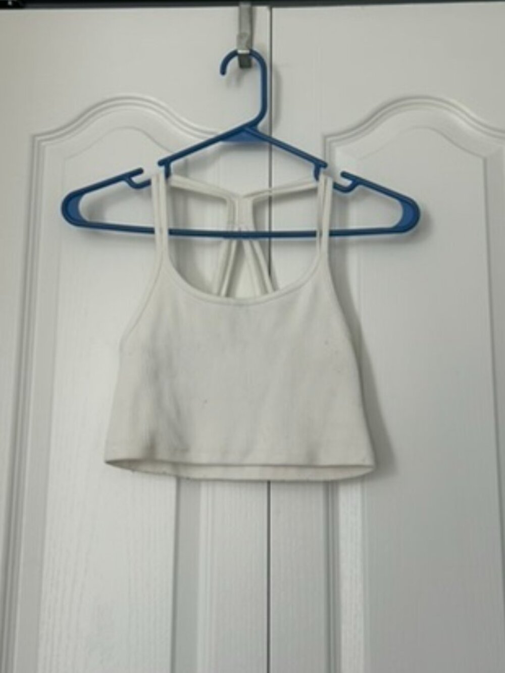Forever 21 White Ribbed Strappy Back Crop Tank Size Medium